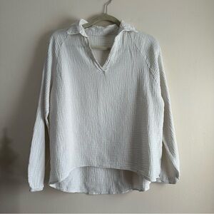 White 100% Cotton Long Sleeve‎ Gauzy Cottagecore Peasant Top